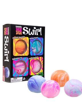 🌟 NEW 🟠 NeeDoh Teenie Swirl 4-Pack, Sensory Squishy Balls by Schylling 🌟RARE